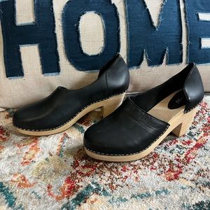 Free People leather and wood clogs